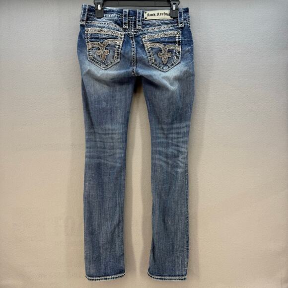 Rock Revival Jeans Women's 25(2) Blue Jazlyn Easy Straight Sequin Embellished - Picture 2 of 15